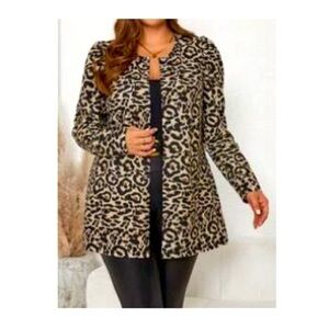 SHEIN 2X Leopard Print Open Front blazer coat NWOT